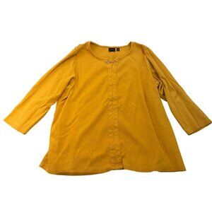 Rafaella 2X Yellow 3/4 Sleeve Blouse Sweater Career Mustard Business Casual